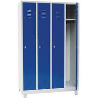 4 Blue 1 Door Nested Metal Storage Lockers - Hasp Lock - Manutan Expert