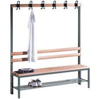 CP wooden bench with hooks - 4 to 8 hangers - Single sided - With shoe rack - CP