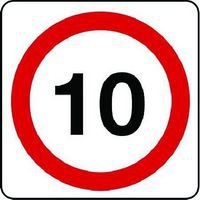 Red/White 10 Mph - Aluminium/Reflective Speed Restriction Traffic Sign