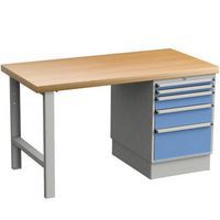 Heavy Duty Workbench with 5 Drawer Pedestal for Organization & Storage