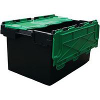 5x 80L Black Recycled Plastic Storage Boxes - Coloured Lids - Totebox