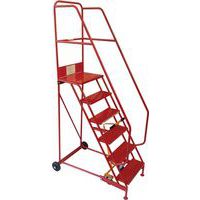 Folding Step Ladders With Wheels, Safety Handrails And Metal Treads