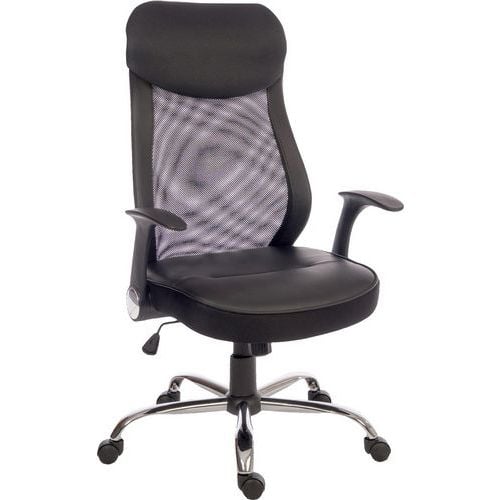 Mesh Office Executive Chair - Ergonomic Curved Back - Black - Teknik