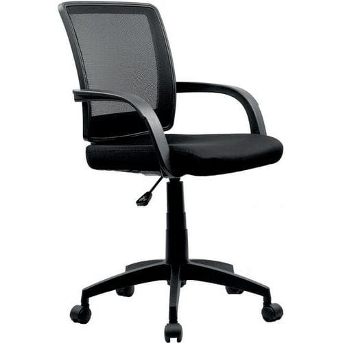Black Mesh Office Chair - Contoured Back & Fabric Seat - 5 Star Base