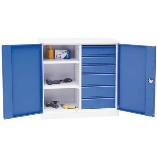 Low Metal Cupboard - Drawers & Shelves - Workshop Cabinets - Manutan Expert