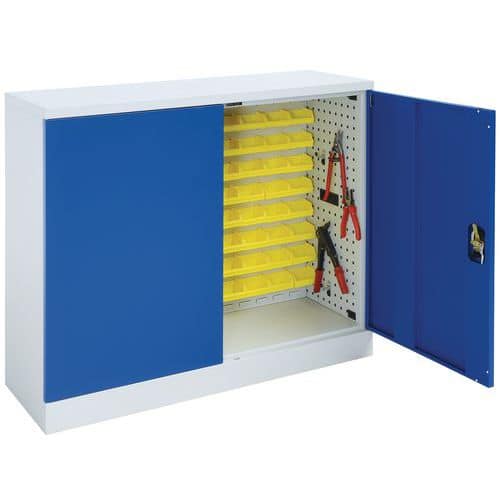 Small Blue Tool Cupboard With Louvre Panels - Flat Pack - Manutan Expert