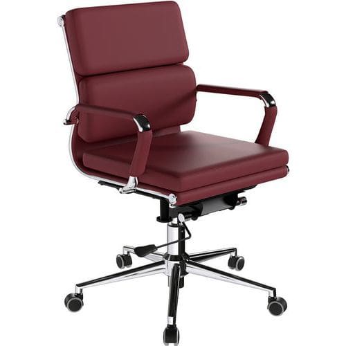 Ergonomic Office Armchair - Chrome & Bonded Leather - Eliza Tinsley