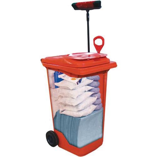 Spill Caddy & Wheelie Bin - 260 Litre Spill Cleaning Kit - Ikasorb®