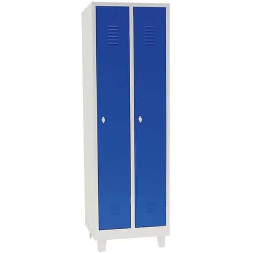 2 Blue 1 Door Nested Metal Storage Lockers - Hasp Lock & 4 Feet - Manutan Expert