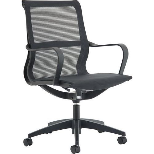 Black Executive Chair - Ergonomic Mesh Back & Fixed Arms - 5 Wheels