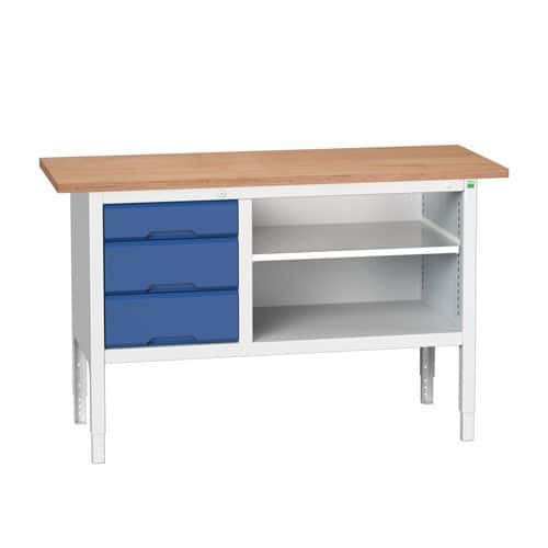 Bott Verso Adjustable Workbench With Shelf & Drawers 830-930x1500x600mm