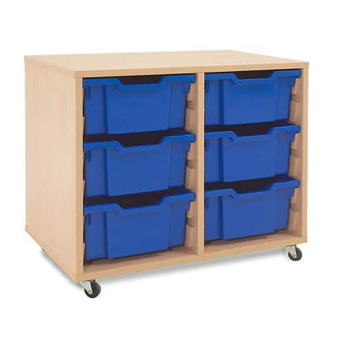 Mobile Melamine Storage Unit (635h x 705w) Complete With 6 Deep Gratnells Trays