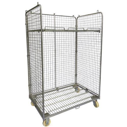 Large Roll Cage/Container - 600kg - 3 Sides & 1 Shelf - Manutan Expert