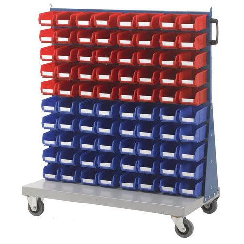 Single Sided Louvre Panel Trolley with Bins for Organization & Storage