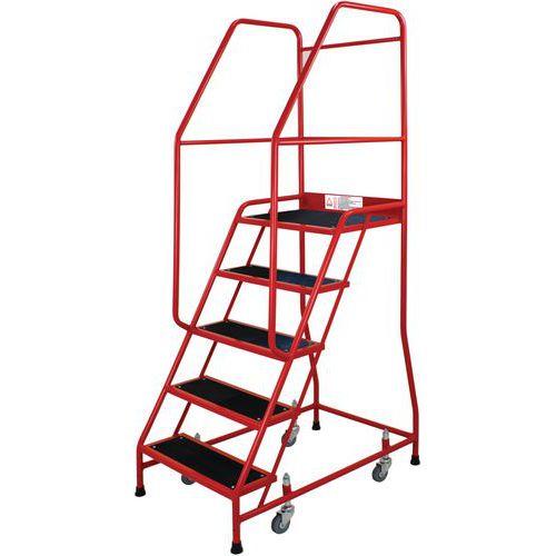 Industrial Step Ladders With Guardrails And Ribbed Rubber Steps