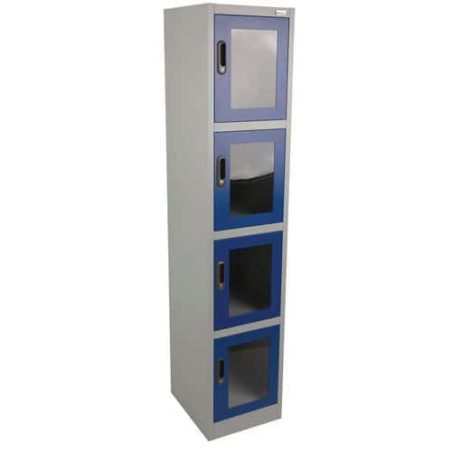 Locker with 4 compartments and clear doors - Depth 450 mm - Assembly required - Manutan Expert