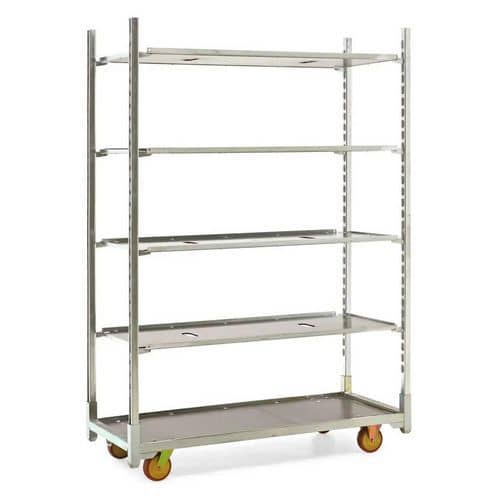 Shelved Trolley Flower/Storage Cart With 4 Adjustable Shelves