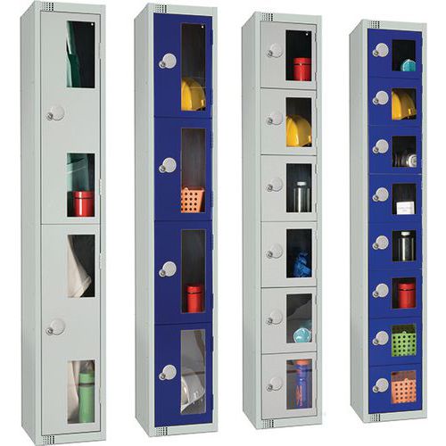 Vision Panel Metal Locker - Clear Doors - Anti-Bacterial Coat - Elite